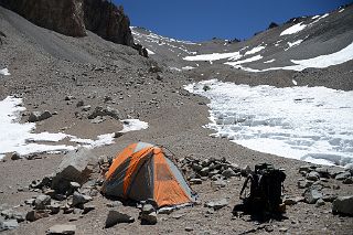 20 My Tent At Camp 1 5035m With The Trail Up To The Ameghino Col Ahead